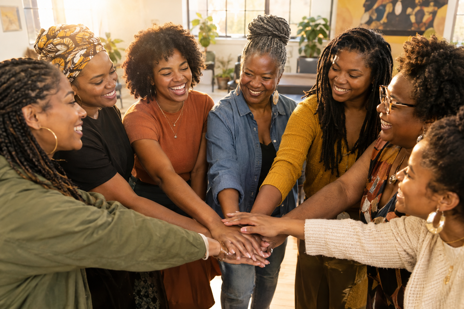 Black women showing community unity and support