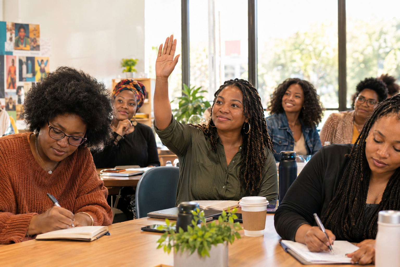 Black women participating in a community workshop
